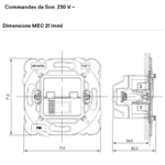 Commande de son 75200 75201 Dimensions