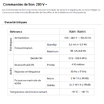 Commande de son 75201 75401 Caractéristiques