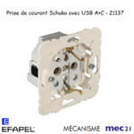 Prise de courant schuko avec usb mec 21137