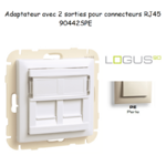 Adaptateur avec module 2 sorties pour connecteur RJ45 Logus 90442SPE Perle