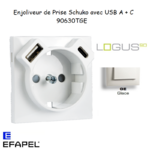 enjoliveur prise schuko avec usb B et B LOGUS 90630TGE