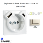 enjoliveur prise schuko avec usb B et B LOGUS 90630TMF