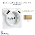 enjoliveur prise schuko avec usb B et B LOGUS 90630TDU