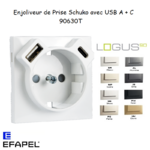enjoliveur prise schuko avec usb B et B LOGUS 90630T
