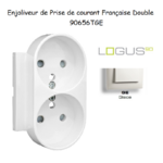 Enjoliveur pour Prise de courant française double avec protection Logus 90656TGE Glace