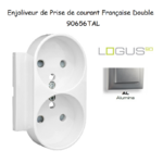 Enjoliveur pour Prise de courant française double avec protection Logus 90656TAL Alumine