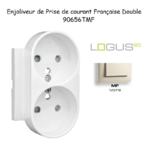 Enjoliveur pour Prise de courant française double avec protection Logus 90656TMF Ivoire