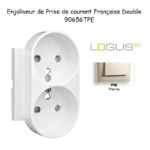 Enjoliveur pour Prise de courant française double avec protection Logus 90656TPE Perle
