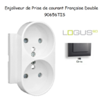 Enjoliveur pour Prise de courant française double avec protection Logus 90656TIS Gris