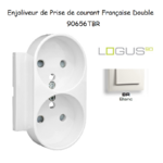 Enjoliveur pour Prise de courant française double avec protection Logus 90656TBR Blanc