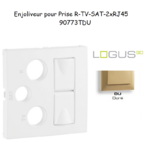 Enjoliveur Prise mixte R-TV-SAT-2xRJ45 Logus 90773TDU Doré