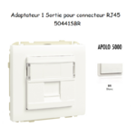 Adaptateur avec 1 module 1 sortie pour connecteur RJ45 Apolo 50441SBR Blanc