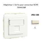 Adaptateur avec 1 module 1 sortie pour connecteur RJ45 Apolo 50441SMF Ivoire