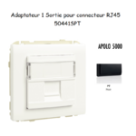 Adaptateur avec 1 module 1 sortie pour connecteur RJ45 Apolo 50441SPT Noir