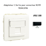 Adaptateur avec 1 module 1 sortie pour connecteur RJ45 Apolo 50441SPM Noir MAT