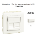 Adaptateur avec 1 module 2 sorties pour connecteurs RJ45 Apolo 50442SBR Blanc