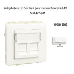 Adaptateur avec 1 module 2 sorties pour connecteurs RJ45 Apolo 50442SBM Blanc MAT