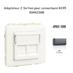 Adaptateur avec 1 module 2 sorties pour connecteurs RJ45 Apolo 50442SGR Graphite
