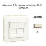 Adaptateur avec 1 module 2 sorties pour connecteurs RJ45 Apolo 50442SMF Ivoire