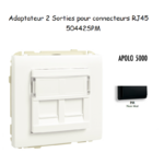 Adaptateur avec 1 module 2 sorties pour connecteurs RJ45 Apolo 50442SPM Noir MAT