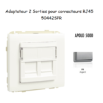 Adaptateur avec 1 module 2 sorties pour connecteurs RJ45 Apolo 50442SPR Argent