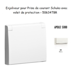 Enjoliveur pour prise de courant schuko avec volet de protection APOLO5000 50634TBR Blanc