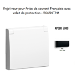 Enjoliveur pour prise de courant Française avec volet de protection APOLO5000 50654TPM Noir MAT