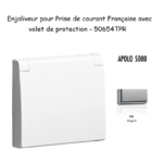 Enjoliveur pour prise de courant Française avec volet de protection APOLO5000 50654TPR Argent