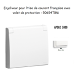 Enjoliveur pour prise de courant Française avec volet de protection APOLO5000 50654TBM Blanc MAT
