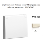 Enjoliveur pour prise de courant Française avec volet de protection APOLO5000 50654TMF Ivoire