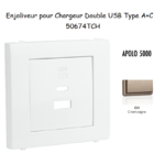 Enjoliveur pour Chargeur Double USB Type A + Type C 50674TCH