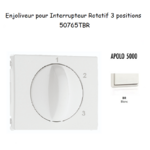 Enjoliveur pour Interrupteur rotatif 3 positions Apolo 50765TBR Blanc
