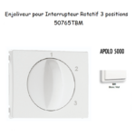 Enjoliveur pour Interrupteur rotatif 3 positions Apolo 50765TBM Blanc MAT