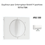 Enjoliveur pour Interrupteur rotatif 4 positions Apolo 50766TBM Blanc MAT