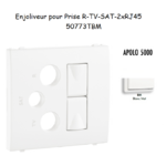 Enjoliveur pour prise mixte R-TV-SAT-2xRJ45 Apolo5000 50773TBM Blanc MAT