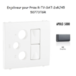 Enjoliveur pour prise mixte R-TV-SAT-2xRJ45 Apolo5000 50773TGR Graphite