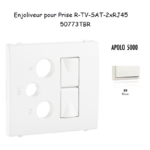Enjoliveur pour prise mixte R-TV-SAT-2xRJ45 Apolo5000 50773TBR Blanc