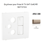 Enjoliveur pour prise mixte R-TV-SAT-2xRJ45 Apolo5000 50773TCH Champagne
