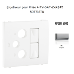 Enjoliveur pour prise mixte R-TV-SAT-2xRJ45 Apolo5000 50773TPR Argent