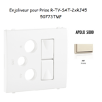 Enjoliveur pour prise mixte R-TV-SAT-2xRJ45 Apolo5000 50773TMF Ivoire