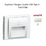 Enjoliveur pour double chargeur usb Sirius 70673TBR Blanc