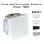 Prise de courant Schuko droite 90° 2 modules Quadro 45127S