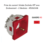 Prise de courant schuko inclinée 45° avec enclavement 2 modules Quadro 45136SVM Rouge