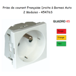 Prise de courant française droite 90° 2 modules Quadro 45476S ROV
