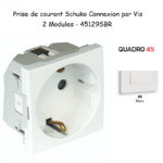 Prise de courant schuko connesion vis 2 modules Quadro 45129SBR Blanc