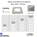 Plaque CROMA matrice européenne 42910TBH 42920TBH 42930TBH 42940TBH