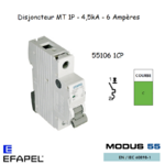 Disjoncteur Magnétothermique Plus 1 Pole 6A 55106 1CP