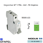 Disjoncteur Magnétothermique Super 1 Pole 50A 55150 1CS