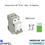 Disjoncteur Magnétothermique Super 1P+N 4A 55104 6CS
