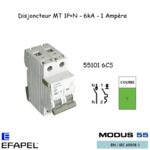 Disjoncteur Magnétothermique Super 1P+N 1A 55101 6CS